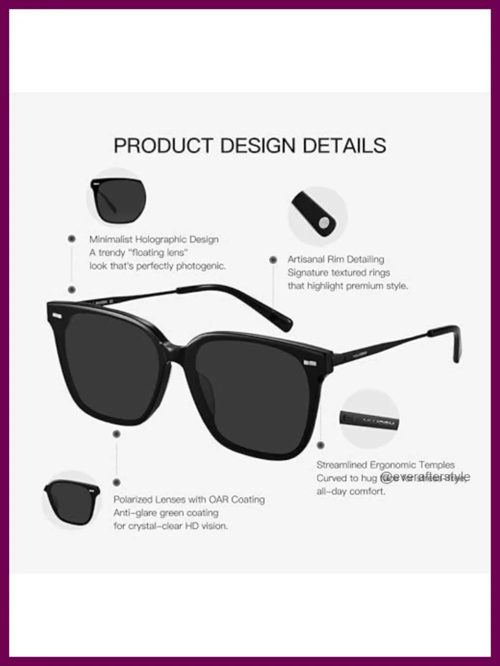 Acetate Oversized Square Sunglasses UV400 Polarized Flush-Mount